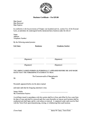 Massachusetts Business Certificate