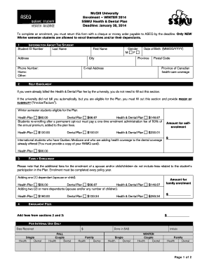 McGill University Health & Dental Plan Enrolment Form