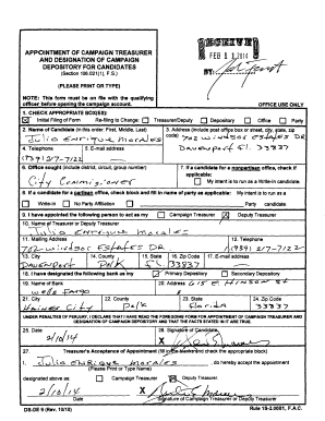 Appointment of Campaign Treasurer Form