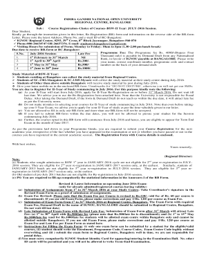 IGNOU BSW-II Year Course Registration Form