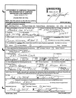 Appointment of Campaign Treasurer and Designation of Campaign Depository