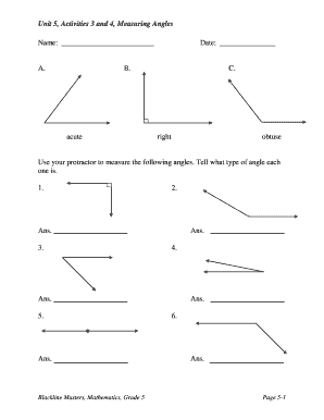 Grade 5 Measuring Angles Worksheet