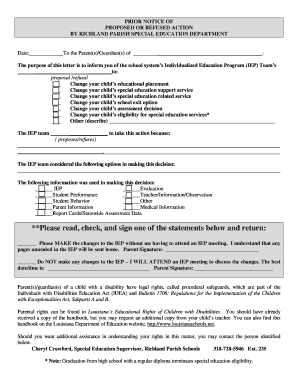 Prior Notice of Proposed or Refused Action