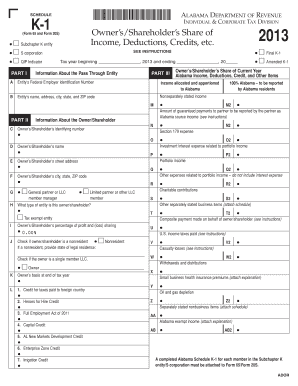 Alabama Schedule K-1 Form