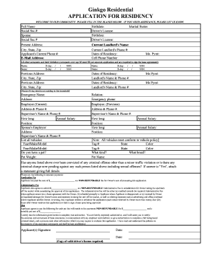Ginkgo Residential Application for Residency