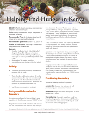 Helping End Hunger in Kenya Educational Activity