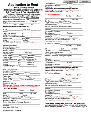 Application to Rent Form