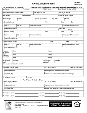 California Rental Application Form