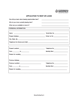 Application to Rent or Lease