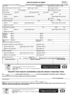 California Tenant Application Form