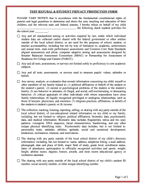 Test Refusal and Student Privacy Protection Form