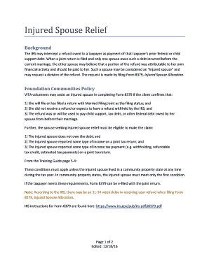 IRS Form 8379 Injured Spouse Allocation