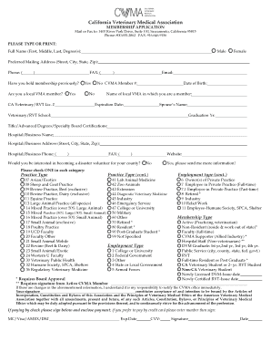 California Veterinary Medical Association Membership Application