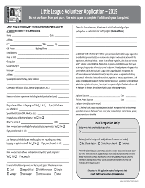 Little League Volunteer Application