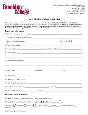 Student Exchange Visitor Application