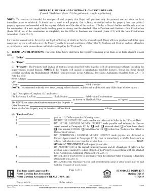 Offer to Purchase and Contract - Vacant Lot/Land