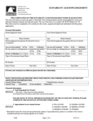 Suitability Acknowledgement Form