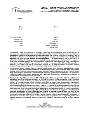 North Carolina Home Inspection Agreement