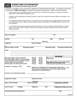 UIC Student Employee Requisition Form