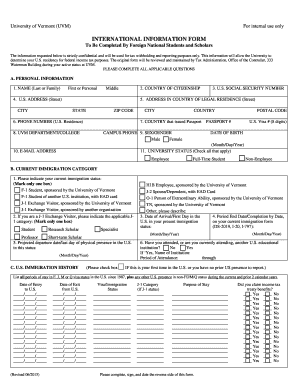 International Information Form