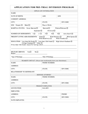 Application for Pre-Trial Diversion Program