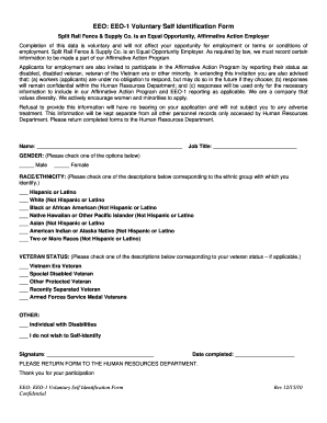 EEO-1 Voluntary Self Identification Form