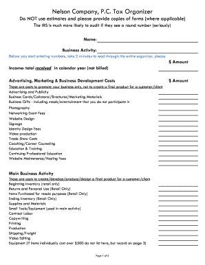 Nelson Company Tax Organizer