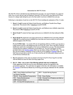 2015 W-2 Form Instructions
