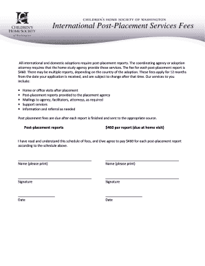 Adoption Post-Placement Report Fee Agreement