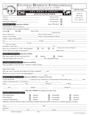 USA Work & Travel Program Application Form