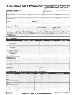 Employment Application Form