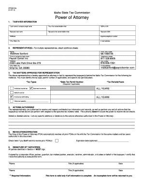Idaho Power of Attorney for Tax Matters