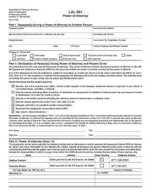 Connecticut Power of Attorney Form LGL-001