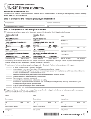 Illinois Power of Attorney Form IL-2848