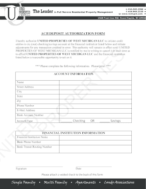 ACH Deposit Authorization Form