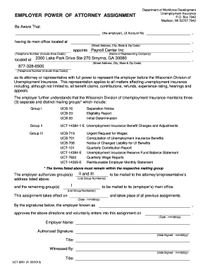 Wisconsin Employer Power of Attorney Assignment