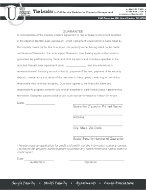 Rental Lease Guarantee Agreement