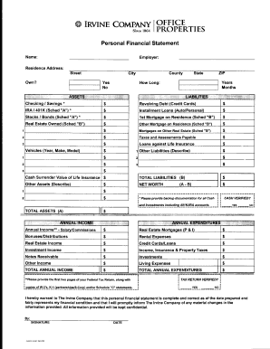 Personal Financial Statement