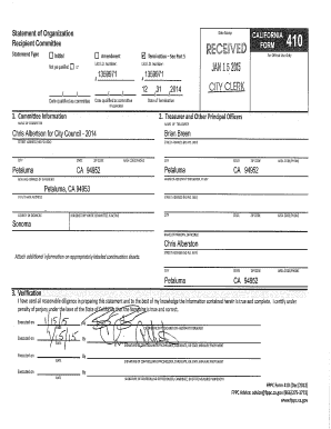 FPPC Form 410 Statement of Organization