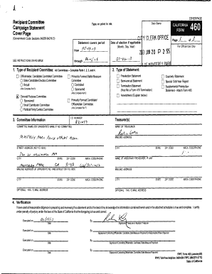 California Form 460 Campaign Statement