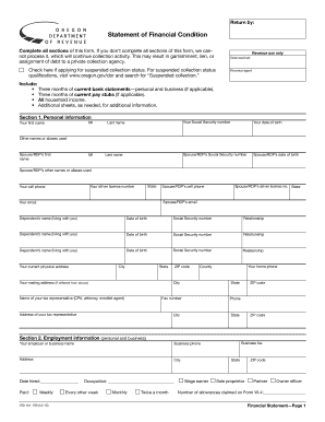 Oregon Financial Statement Form 150-101-159