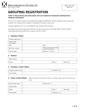 Workers Compensation Grouping Registration Form
