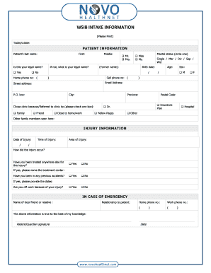 WSIB Intake Information Form