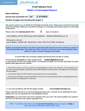 Proof Delivery Form