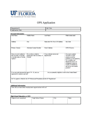 University of Florida OPS Application Form