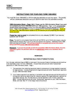 Year-End Form 1099-MISC Instructions