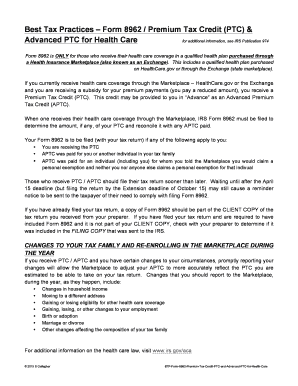 IRS Form 8962 Premium Tax Credit