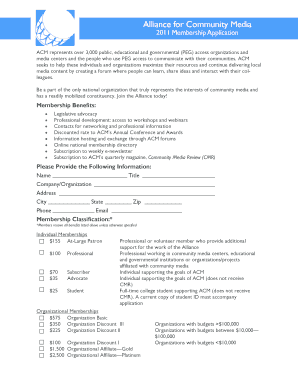 Alliance for Community Media Membership Application
