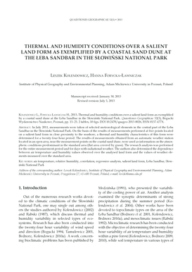 THERMAL AND HUMIDITY CONDITIONS OVER A SALIENT LAND FORM AS