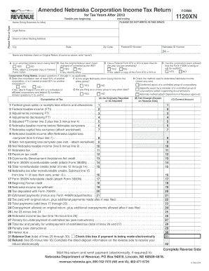 Amended Nebraska Corporation Income Tax Return